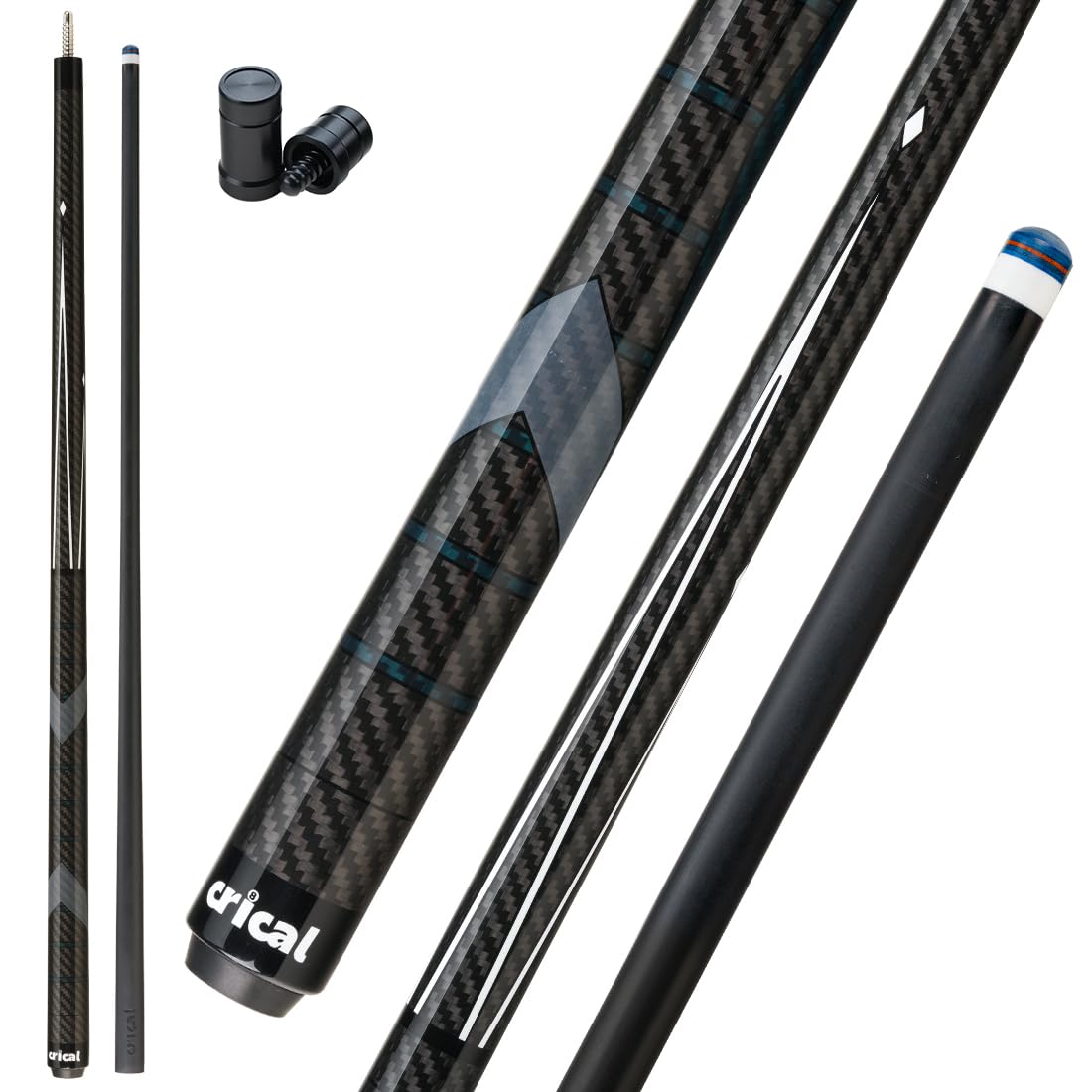 CRICAL 58 Carbon Fiber Billiard Cue Professional Low Deflection 3/8 * 8 Pin 12.5mm Tip